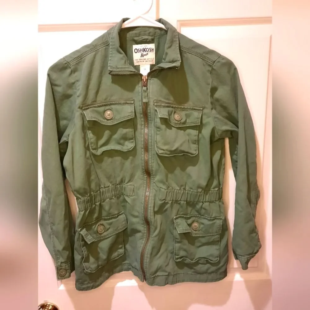 Oshkosh Girls Spring Jacket size 14 Olive Green